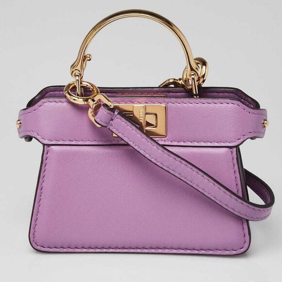 Fendi Purple Smooth Leather Nano Peekaboo Maxi Handle Bag - 7AS106 - Picture 1 of 10